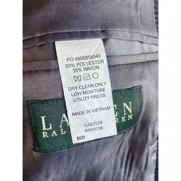 Ralph Lauren Charcoal Mens Sport Jacket Blazer Size 50 R Elbow Patches Business - Picture 8 of 8